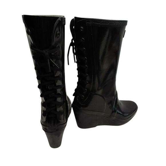 Hunter Shoes - Hunter Verbier Black Lace Up Wedge Boots US 7 EU 38 Goth Punk Emo Platform